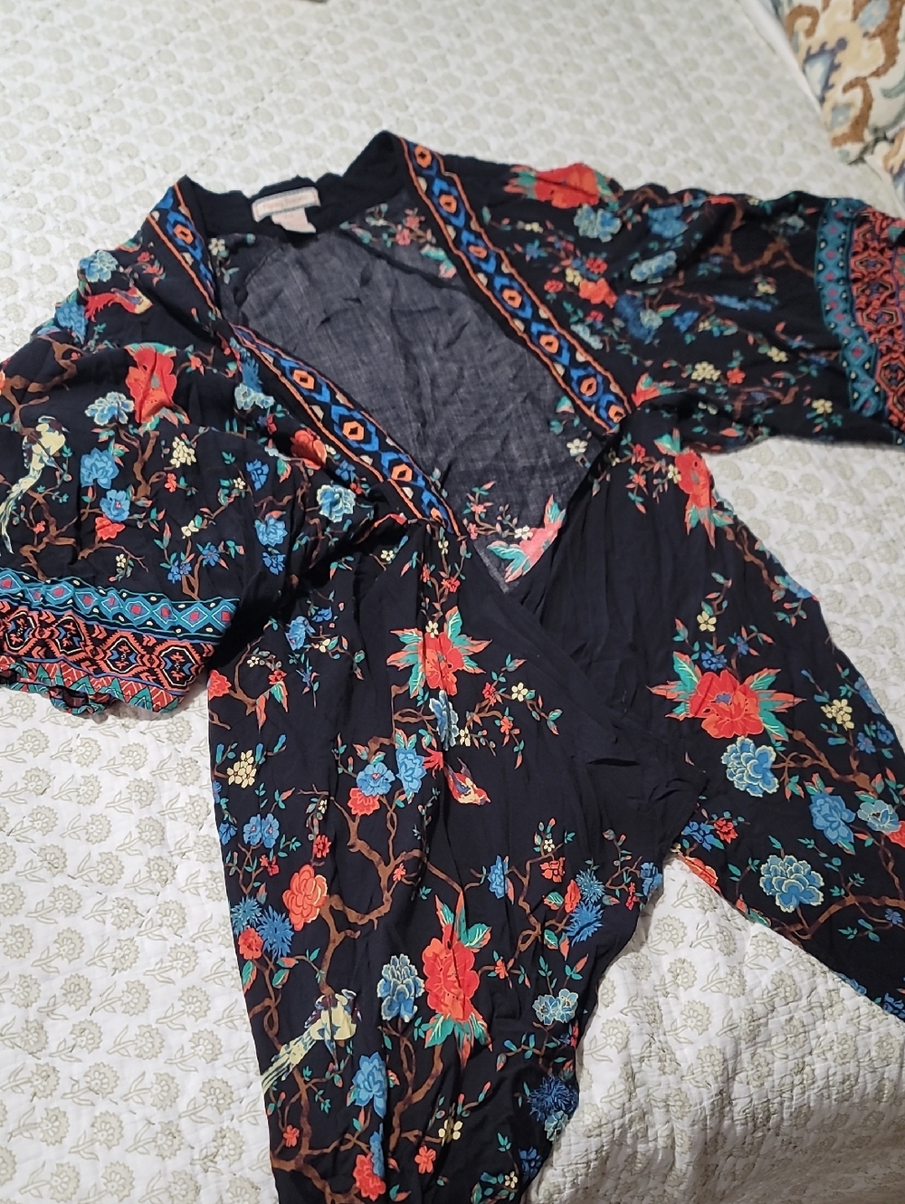 Flying Tomato Black Cardigan with Coral and Teal Accent